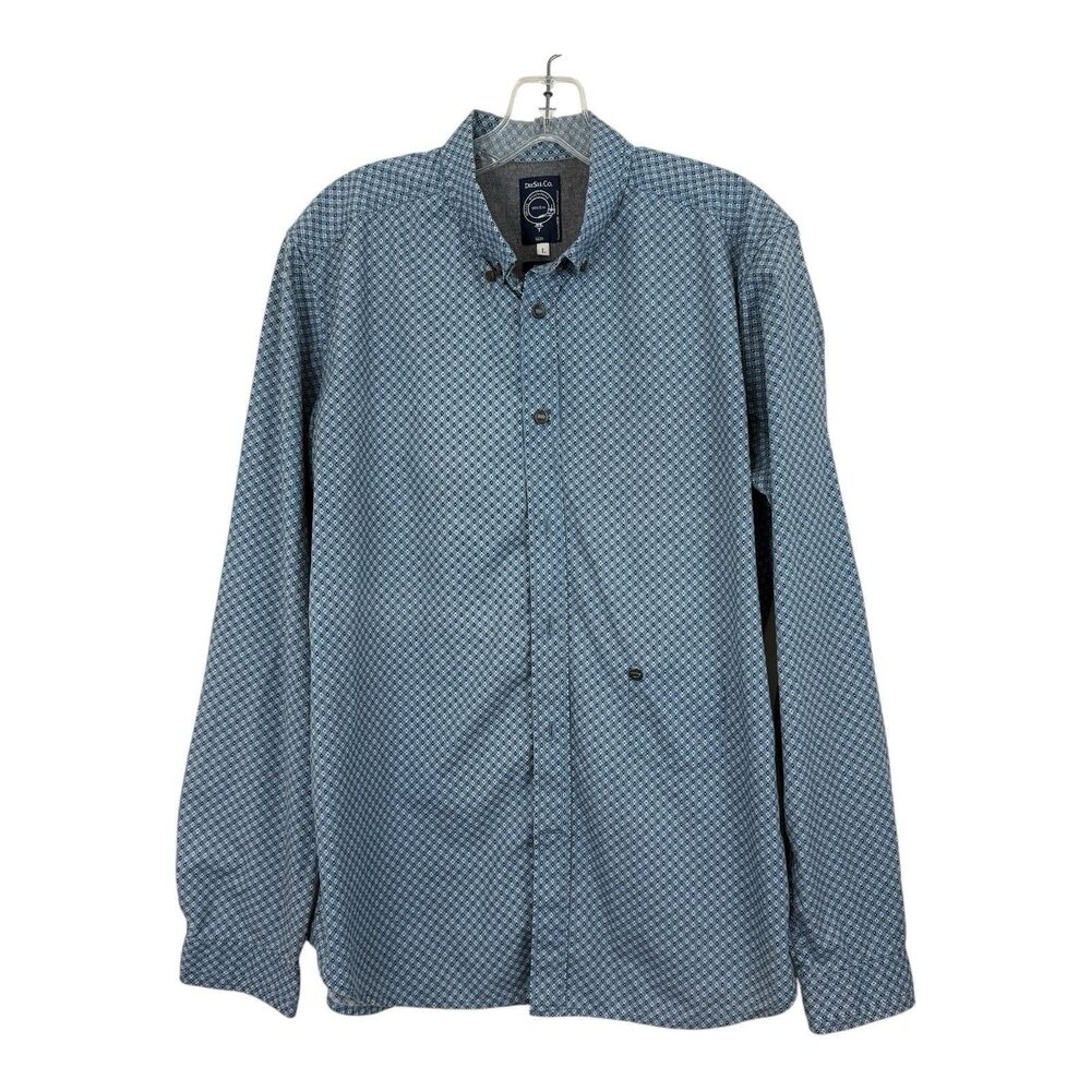 Diesel Button Shirt Mens Size Large Slim Fit Long Sleeve Blue Cotton Print